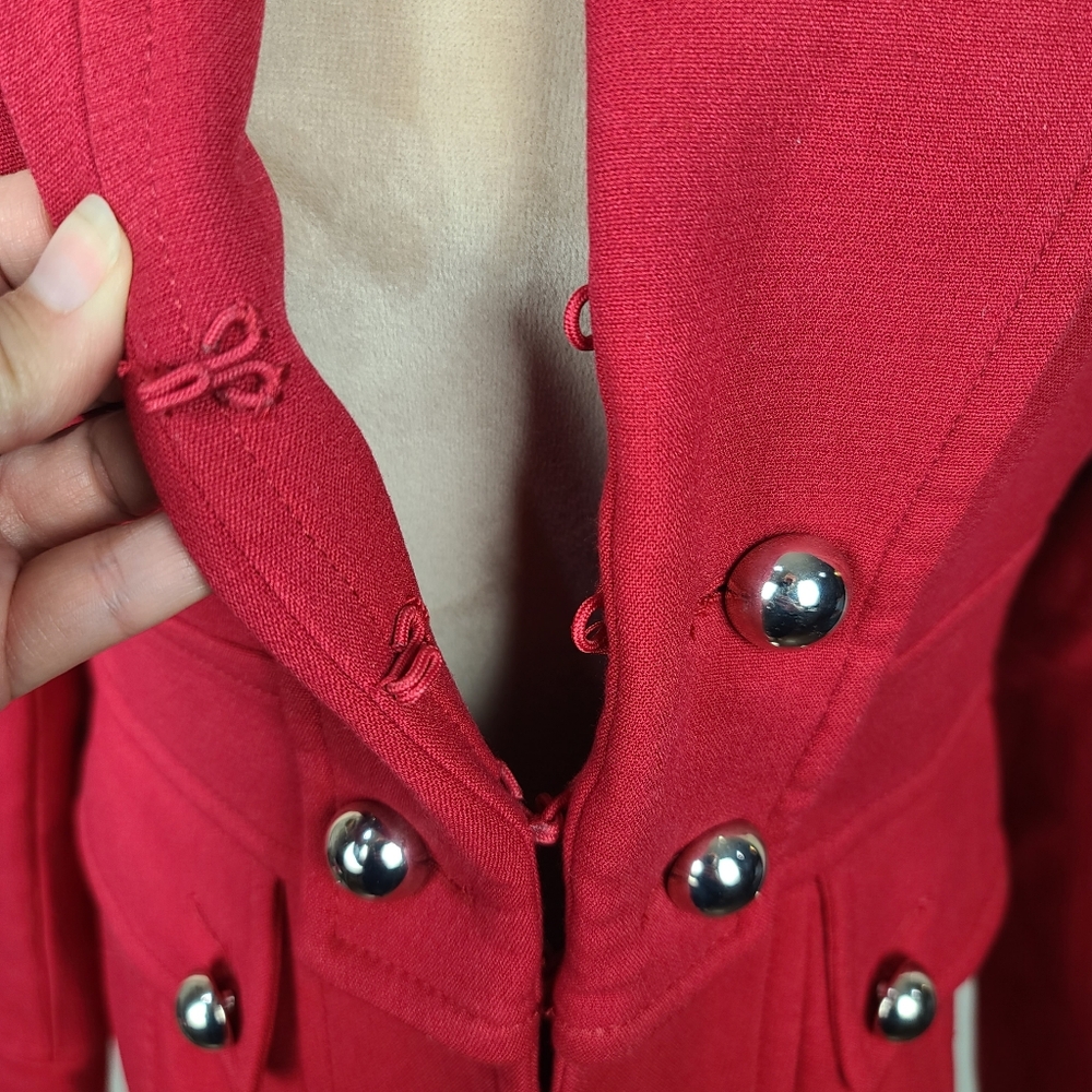 White House Black Market Berry Red Military Inspired Pea Coat M - Picture 12 of 16